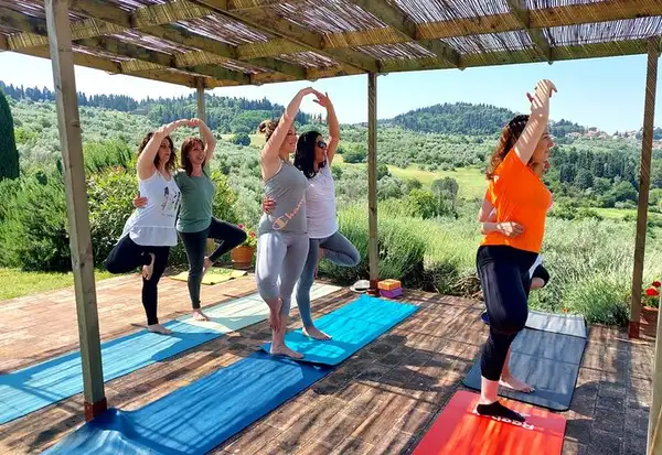 Evening Yoga Overlooking the Tuscan Countryside